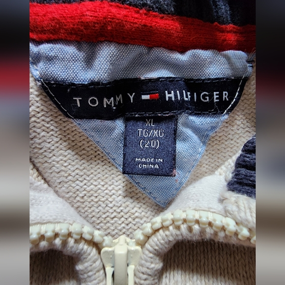 Tommy Hilfiger Mens Blue, Red & White Quarter Zipper Sweater XL TG/XG 20 Used. - Picture 3 of 3